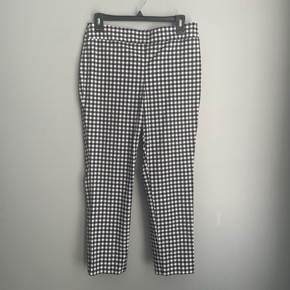 Talbots Chatham Ankle Pants Size 6P Black & White Gingham Tapered Leg Side Zip